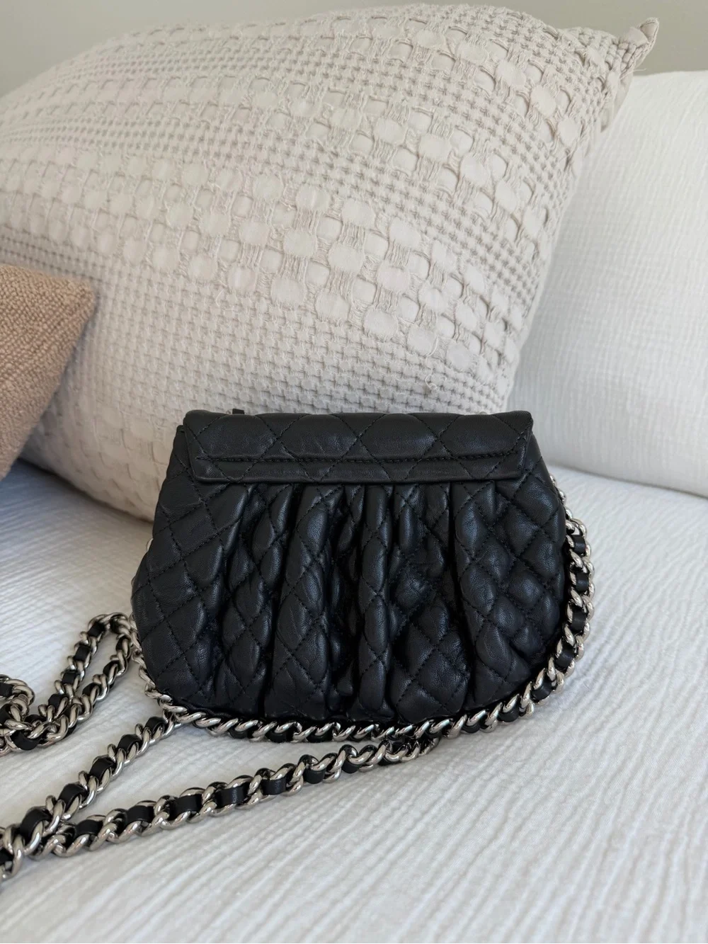 Chanel Chain Around Flap Bag Black Lambskin Silver HW w/ COA